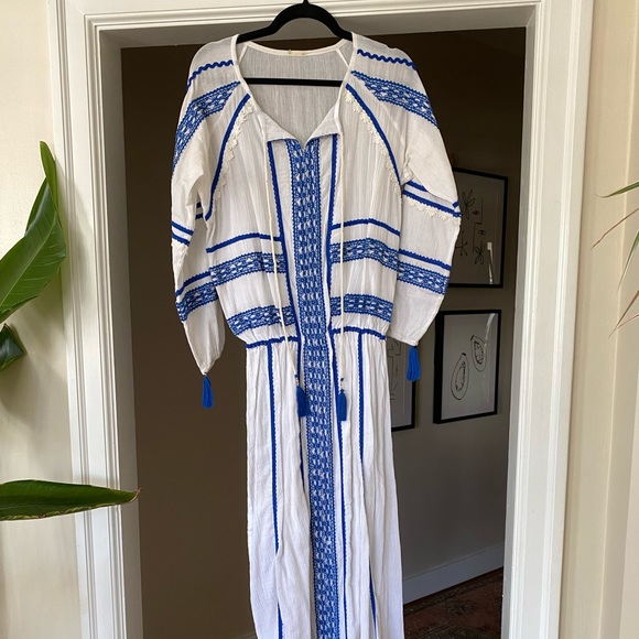 Dodo Bar Or White and Blue Long Dress sz S - Picture 5 of 13